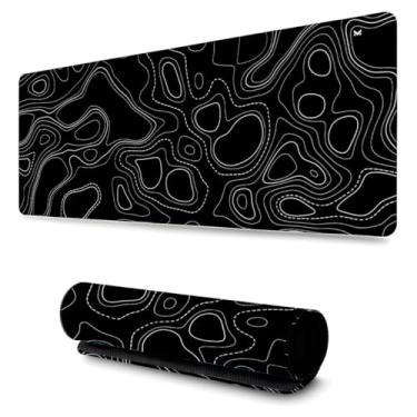 Imagem de Mouse Pad Gamer Profissional Confortável Antiderrapante Escritório e Games 90x40cm Diversas Estampas (Abstrato Preto)
