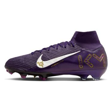 Imagem de Nike Chuteiras de futebol Mercurial Superfly 10 Elite Kylian Mbappe FG de cano alto (FQ8692-500, roxo grande/marfim claro), Roxo grande/marfim pálido, 43