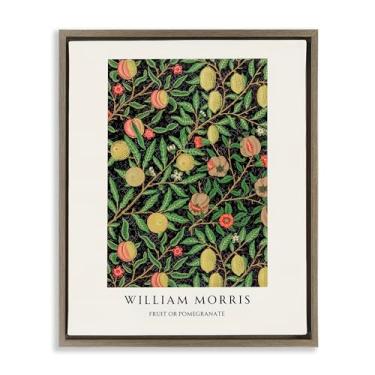 Imagem de Stupell Industries William Morris Arte de parede em tela flutuante emoldurada marrom de frutas ou romã, design por Vintage Hustle, 53 x 43 cm