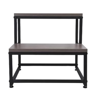 Imagem de Zerodis Banqueta de Madeira Banquetas de Degrau Capacidade de Carga de Pés Com Revestimento Eletrostático Estrutura de Metal Espessada Design de Madeira Resistente Antiderrapante para Cozinha Quarto