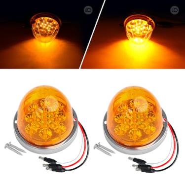 Imagem de Ledvillage 2 peças de luzes LED âmbar melancia marcador de função dupla baixa/alta com bisel de aço inoxidável, luz de folga lateral de 12 V para caminhão Trailer Pick up RV