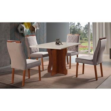 Imagem de Sala de Jantar Completa com 4 Cadeiras MDF Laminado 1,0x1,0m - Bella - Art Salas