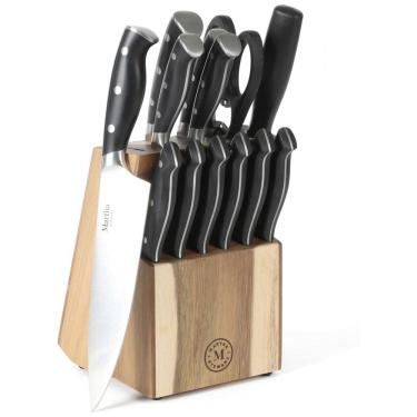 Imagem de Conjunto de Facas em Aço Inoxidável com Bloco de Bancada, 14 Peças, Martha Stewart, Preto