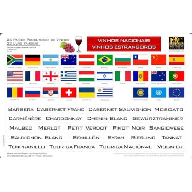 Imagem de Cartela Adesiva com Bandeira dos países produtores de Vinhos para identificação e controle da adega (1)