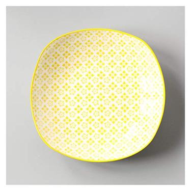 Imagem de Prato de serviço doméstico criativo utensílios de mesa frutas prato quadrado profundo bife ocidental prato de café da manhã pratos de personalidade (cor: F)