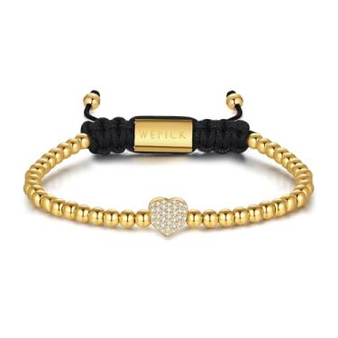 Imagem de WP WEPICK Pulseiras masculinas banhadas a ouro 18 quilates de aço inoxidável feitas à mão, ajustável, banhada a ouro, pedra vulcânica, ônix, vermelho, olho de tigre, contas de elos de corrente, joias