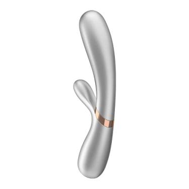 Imagem de Satisfyer Hot Lover Vibrador de Coelho com Função de Aquecimento e Controle de Aplicativos - Estimulação do Ponto G e do Clitóris, Eixo Aquecido - Compatível com o Aplicativo Satisfyer, À Prova d'Àgua, Recarregável (Prata)