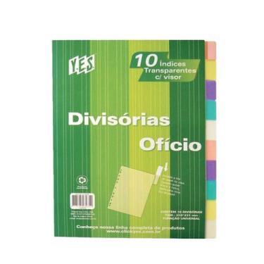 Imagem de Divisória para Fichário Ofício Yes 10 Divisões C/Visor Color