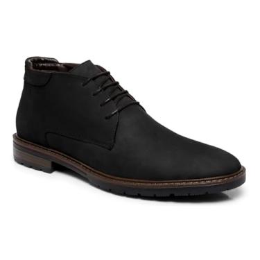 Imagem de Bota Masculina Turunelli Coturno Noruega em Couro Nobuck Legítimo – Solado Tratorado Bicolor, Confortável e Resistente, Forro em Couro e Cadarço Encerado (Preto, Forma Pequena, BR, Adulto, Numérico, 37)