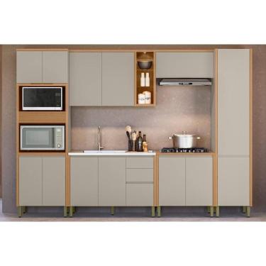 Imagem de Kit Cozinha Modulada 6 Peças Allure (2aéreos+2balcões+1paneleiro+1torrequente) Cp18 Jequitiba-gris Fosco - Linea Brasil