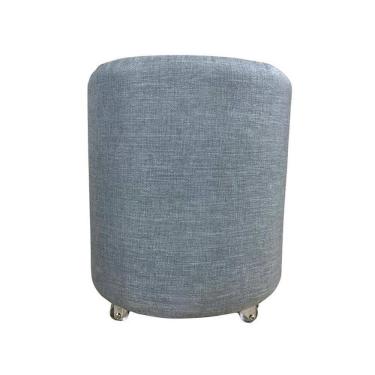 Imagem de Puff Redondo Não É Segredo Linho Cinza Rodinha 40X45