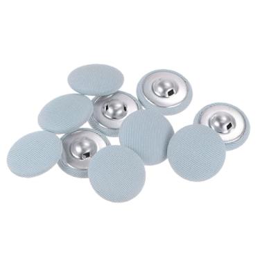Imagem de Generic 10 peças de tecido 34L botão coberto de tecido 21 mm haste de metal botões de costura redondos para ternos blusas, azul claro