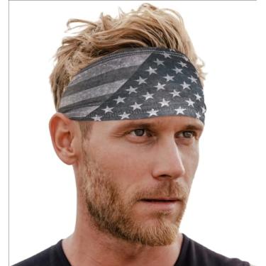 Imagem de Bandanas esportivas para homens – faixas de treino para mulheres – Faixa de corrida – Faixa de transpiração atlética para tênis (bandeira dos EUA cinza)