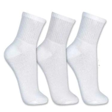 Imagem de Kit 12 Pares Meias Branca Cano Longo Unissex Para O Dia Dia - Lachine 