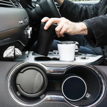 Imagem de Pacote com 2 porta-copos de carro, porta-copos antiderrapantes para carro com acessórios de strass de cristal