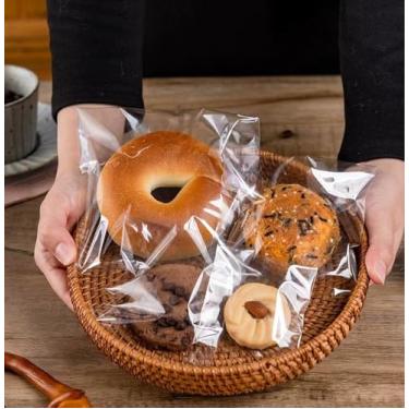 Imagem de 100 sacos plásticos transparentes de celofane autovedante para roupas, festas, casamentos (transparentes)