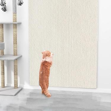 Imagem de Tapete arranhador de gatos para proteção de sofá, parede, portas e móveis, bege
