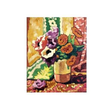 Imagem de Pôster e impressões em tela de flores vintage - reprodução de pintura de parede famosa - vaso de flores 3 imagens para sala de estar 50 x 65 cm 20 x 26 polegadas sem moldura