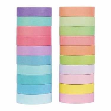 Imagem de Conjunto de adesivos Washi Box com 20 rolos, adesivos de cor sólida decorativos para artes DIY artesanato material de diário scrapbook cartão embrulho (1 cm/2 m)