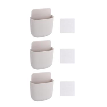 Imagem de 3 peças de suporte de controle remoto para parede, organizador de carregamento de telefone, contêineres de armazenamento para escritório em casa, escola, cinza