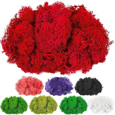 Imagem de Preservado de musgo, 113 g, musgo de rena falso para vasos de plantas para artesanato, artes, decoração de parede floral, centro de mesa, decoração de terrários artificiais, jardim de fadas, rosa