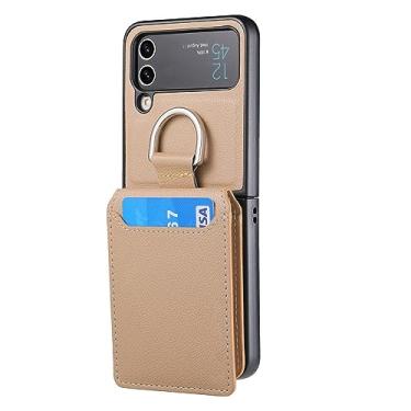 Imagem de Adequado para Samsung ZFlip5 Lychee padrão dedo anel carteira caso inserir titular do cartão hardware fivela caso do telefone, T3, Para Samsung Z Flip 3