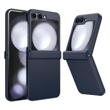 Imagem de Para samsung zflip5 moda pura dobradiça caso de telefone para samsung galaxy z flip 5 lente proteção híbrida capa traseira, azul, para sam z flip 5