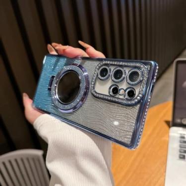 Imagem de Capa espelhada com gradiente de diamante e glitter para Samsung Galaxy S25 S23 Ultra S24 Fe S22 Plus A54 A55 A15 A35 (para Samsung A14/Azul)