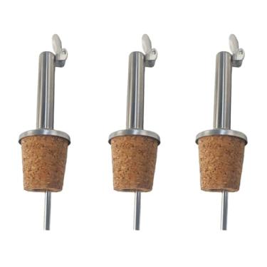 Imagem de pson 3 peças de garrafa de aço inoxidável, bico articulado com design de cortiça para derramar azeite, vinagre, xarope, licor e vinho (cabeça reta)