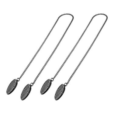 Imagem de Fenteer 2 peças prendedores de toalha de babador cordão alça de pescoço com correntes prendedores de guardanapo para salão, Luz Negra