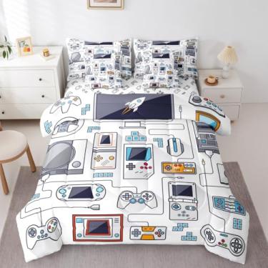 Imagem de Erosebridal Jogo de cama solteiro de 7 peças em uma bolsa para meninos e adolescentes, 1 lençol com elástico para jogos, 1 lençol de cima, 2 fronhas, 2 fronhas