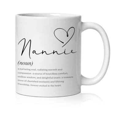 Imagem de BEHIFL Caneca Nannie Grandmother, presentes Nannie Grandmother de netos xícara de café cerâmica, presentes para avó para aniversário, Natal, cerâmica, café, chá, caneca 325 ml
