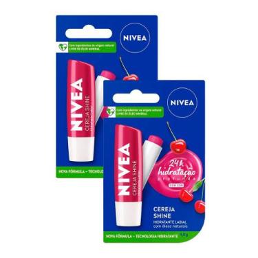 Imagem de Kit 2 Hidratante Labial Nivea Cereja Shine 4,8g