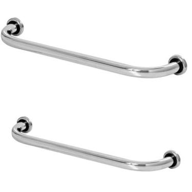 Imagem de Kit 2 Barras De Apoio Para Banheiro De Idoso 40cm E 60cm - MetalCromo