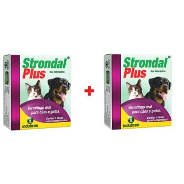 Imagem de 2 Cx Strondal Plus 4 Comprimidos Vermifugo Cães E Gatos - INDUBRAS