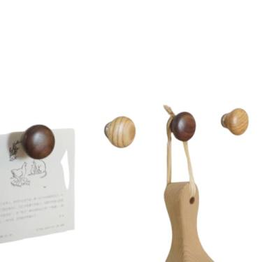 Imagem de 4 ganchos magnéticos retrô, ganchos de bola de madeira de ferro forjado, armazenamento criativo sem perfurações para geladeiras, portas de metal e armários