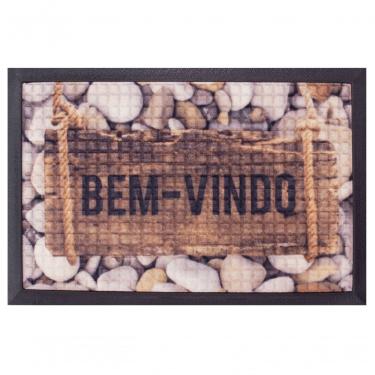 Imagem de Capacho Fenice Estampado Pedras-madeira Marrom 59x39cm - Uzoo Tapete Fenice Estampado 59x39cm Pedras-madeira Marrom