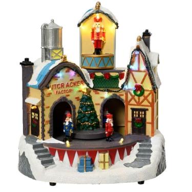 Imagem de Vila Natalina Cenario Arvore Natal Quebra Nozes Fabrica Som Led Movimento Decoraçao Loja Casa Festa Evento Recepçao