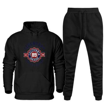 Imagem de Conjunto Moletom Estampado Plus Size Masculino Blusa Canguru Para o Frio e Calça Quentinha Macia