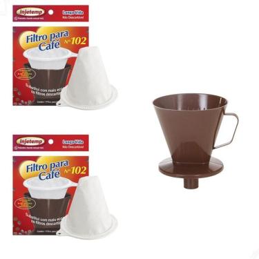 Imagem de 2 Coador Filtro Café Injetemp 102 E Porta Filtro Com Funil