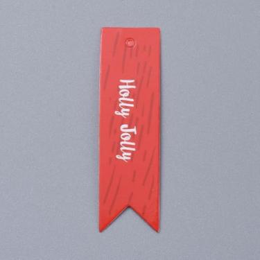 Imagem de 100 peças de etiquetas de papel kraft com tema de Natal, etiquetas de cauda de andorinha etiqueta de presente com azevinho alegre, etiquetas vermelhas para pendurar para artesanato, artesanato