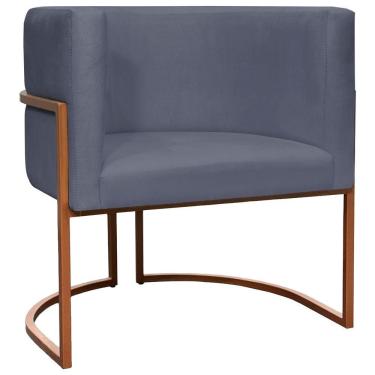 Imagem de Poltrona Decorativa Recepção Luna Suede Cores Base De Ferro Bronze - Cinza, Suede