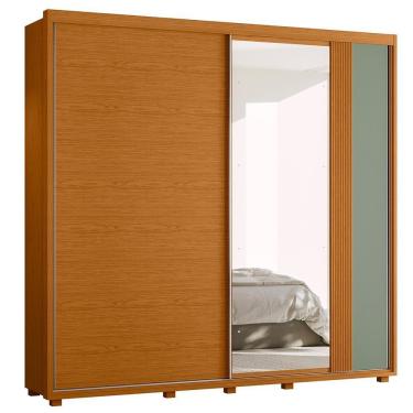 Imagem de Guarda Roupa Casal Acácia 2 Portas Deslizantes Flex Cinamomo-sálvia Com Espelho - Móveis Albatroz Cinamomo-sálvia