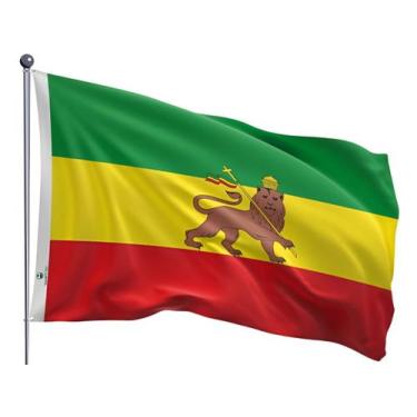 Imagem de Bandeira da Etiópia e Leão da Tribo de Judá Dupla Face Estampada Taman