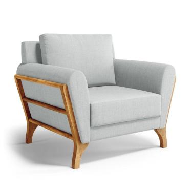 Imagem de Poltrona Sabrina De Madeira Maciça Com Almofada Linho Cinza 407