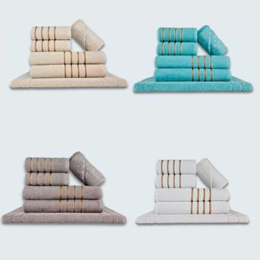 Imagem de Jogo De Toalhas 24 P?s Cole??o Montreal 100% Algod?o Bg+vd+cz+br