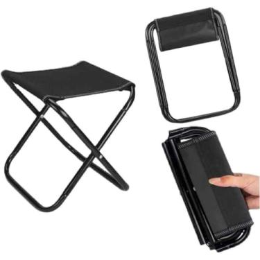 Imagem de Banqueta Cadeira Banco Dobrável Portátil Para Camping Pesca Resistente Retrátil Alumínio Com Bolsa