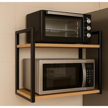 Imagem de Suporte De Parede Multifuncional | Rack Dedicado Para Micro-Ondas, Fornos Convencionais E Fritadeiras De Ar Quente(Prateleira Suspensa 80cm)