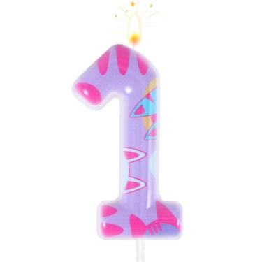 Imagem de Vela com número de aniversário com tema de gato, decorações de aniversário de gato de desenho animado, número de gato, vela, topo de bolo, decorações de festa de aniversário para meninas e meninos