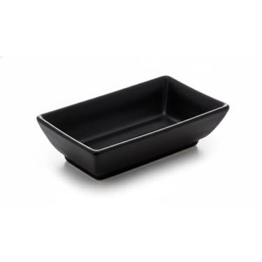 Imagem de Kit de Molheiras Retangulares em Cerâmica Preta para Shoyu, Conjunto de Bowls para Molho Oriental, Travessas para Restaurante Japonês e Sushi Bar